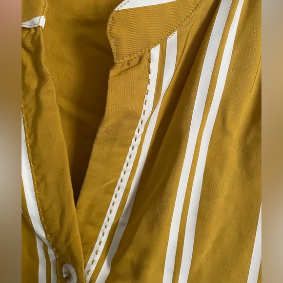 Anthropologie SANCIA Striped Mustard Flutter Sleeve Dress - Picture 5 of 12